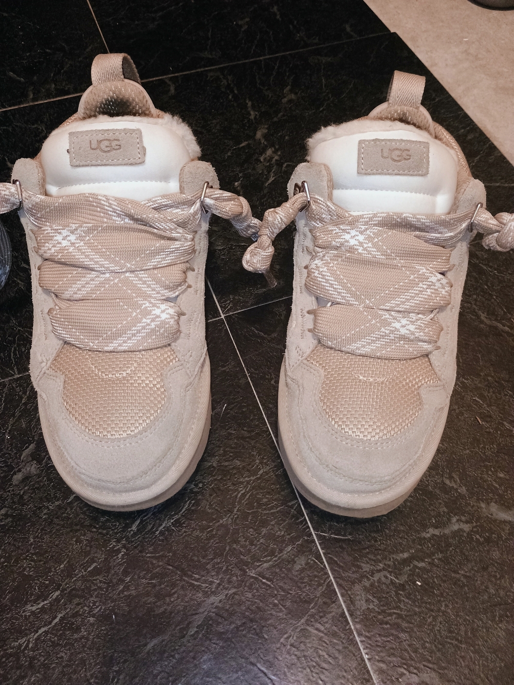 UGG Women's Beige Lace-Up Sneakers